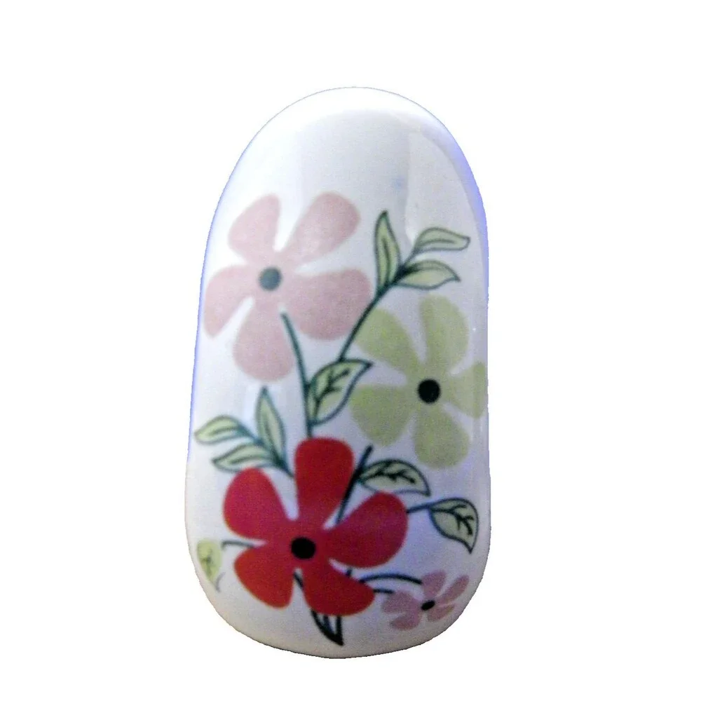 Tahari Home Napkin Rings Spring Flowers on White Ceramic Spring Summer Set of 4